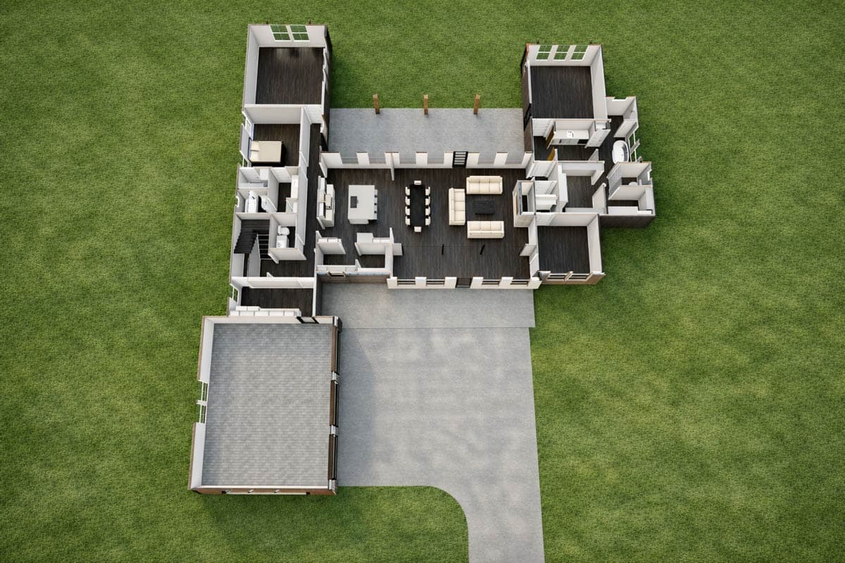 Plan 150005HRP: 4-Bed Transitional Mountain House Plan with 2-Story Great Room - Image #7 - Craftsman, Mountain, New American, Rustic, Transitional