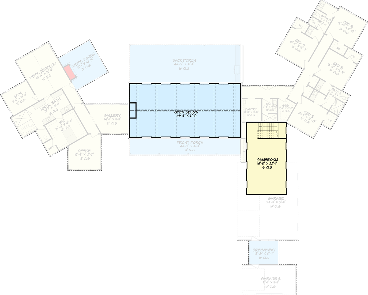 Plan 150010HRP: Sprawling Hill Country Home Plan with Deluxe Master Wing - Floor Plan - 2nd Floor - Country, Craftsman, Hill Country, New American, Transitional