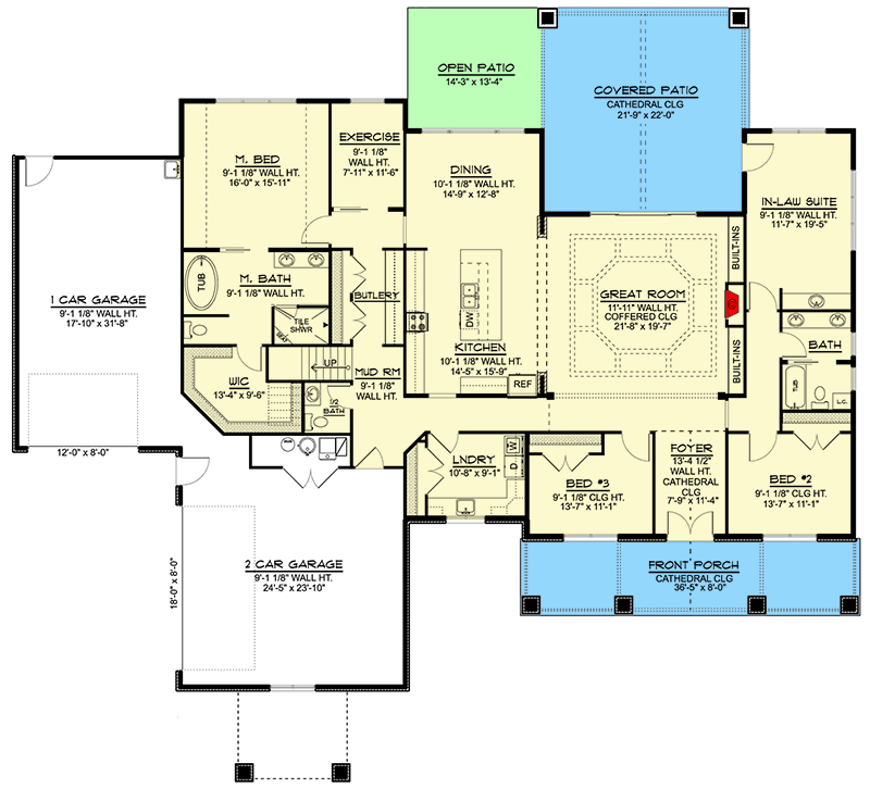 Plan 135157GRA: Mountain Craftsman Plan with Bonus Room above Garage - Floor Plan - Main Level - Country, Craftsman, Mountain, Rustic