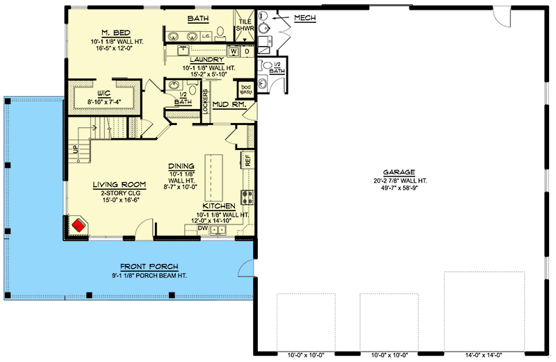 Plan 135160GRA: Rustic Mountain House Plan with Oversized Garage - 2293 Sq Ft - Floor Plan - Main Level - Barndominium, Country, Craftsman, Mountain, Rustic