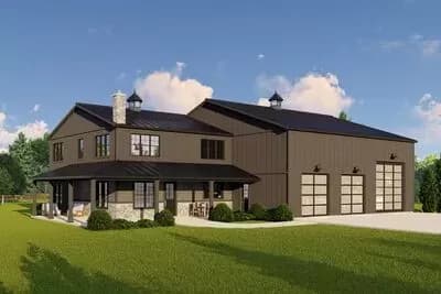 Rustic Mountain House Plan with Oversized Garage - 2293 Sq Ft