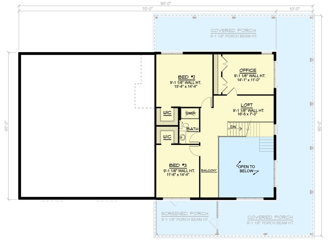 Plan 135162GRA: Country Barndominium with Screened Porch and Home Office - 2311 Sq Ft - Floor Plan - 2nd Floor - Barndominium, Contemporary, Country, Craftsman, Rustic