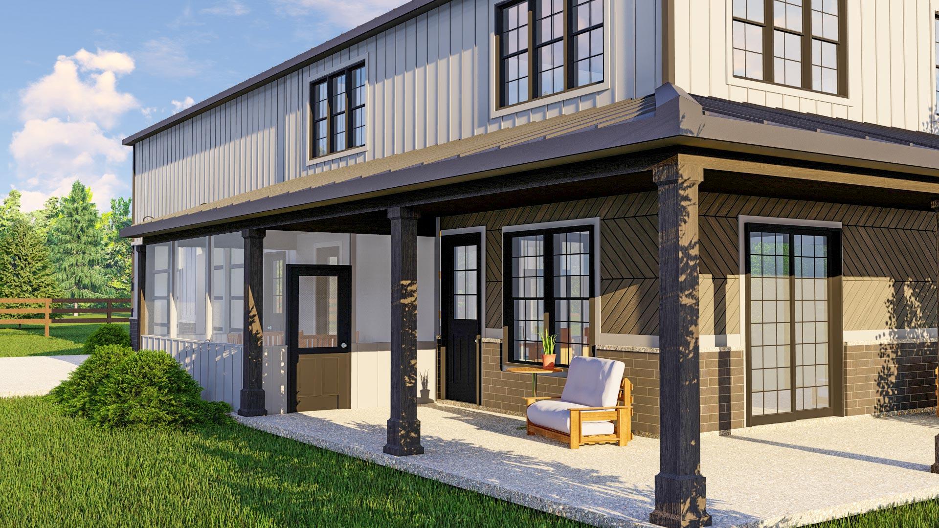 Plan 135162GRA: Country Barndominium with Screened Porch and Home Office - 2311 Sq Ft - Image #6 - Barndominium, Contemporary, Country, Craftsman, Rustic