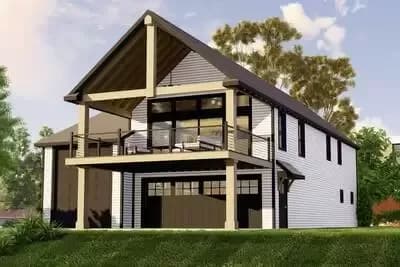 Craftsman Garage Apartment Plan with an RV Bay