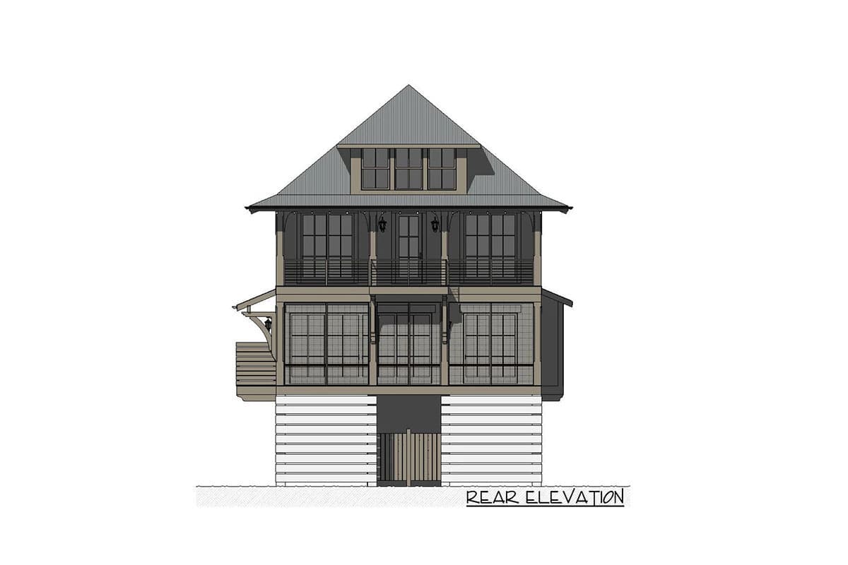 Plan 970099VC: 3-Story Coastal Home Plan with Third Floor Bunk Level - Image #4 - Beach, Coastal, Low Country, Vacation