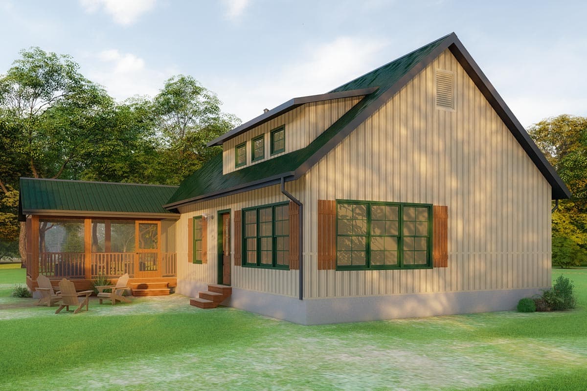 Plan 777001MTL: One Bed Rustic Cottage with Large Screened Porch  - Image #7 - Cabin, Cottage, Country, Rustic