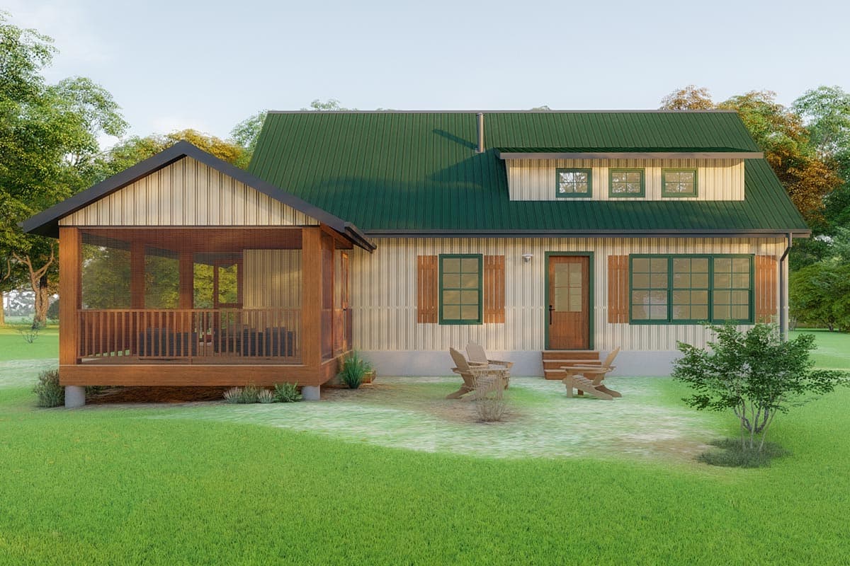 Plan 777001MTL: One Bed Rustic Cottage with Large Screened Porch  - Image #8 - Cabin, Cottage, Country, Rustic
