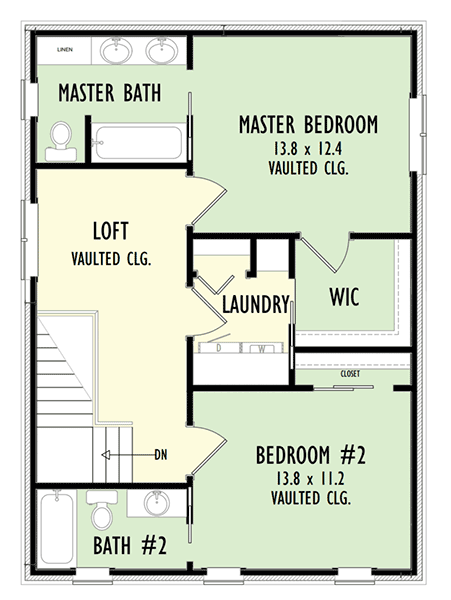 Plan 777003MTL: Modern 2-Bed House Plan with 2nd Floor Laundry  - Floor Plan - 2nd Floor - Contemporary, Mountain, Vacation