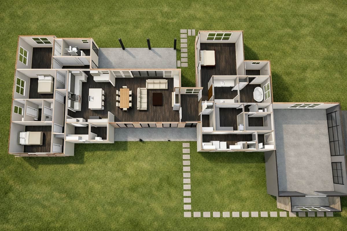 Plan 150011HRP: Modern Hill Country House Plan with Split-bed Layout - Image #6 - Contemporary, Hill Country, Mid Century Modern, Modern, Ranch