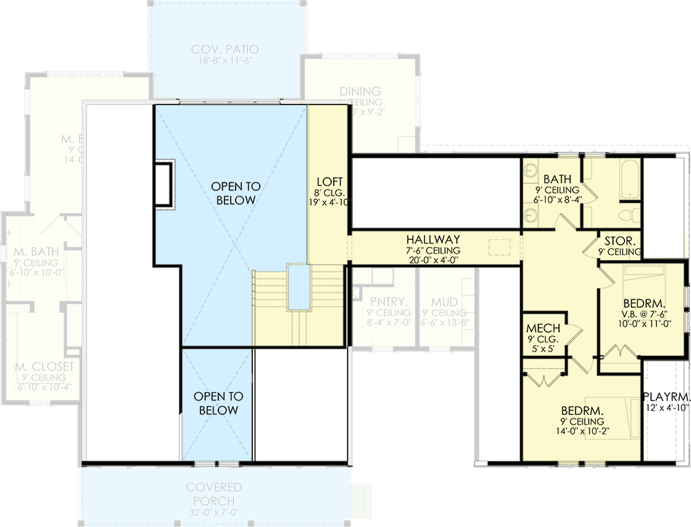 Plan 490017NAH: 3-to-4 Bed Country Farmhouse with 3-Car Side Garage - Floor Plan - 2nd Floor - Country, Modern Farmhouse, New American