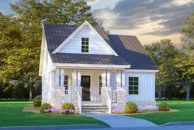 1250 Square Foot 3-Bed Home Plan with 8'-Deep Front Porch