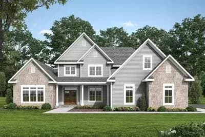 New American Home Plan with Master Sitting Room and Adjoining Office
