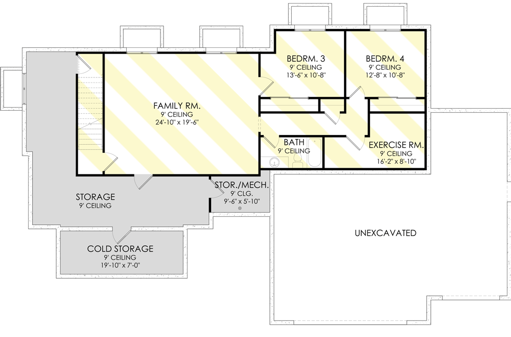 Plan 490021NAH: 2-Bed Farmhouse with Large Garage and Lower Level Expansion Potential - Floor Plan - Optionally Finished Lower Level - Basement Foundation - Country, Farmhouse, Modern Farmhouse, New American