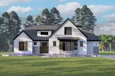 2-Story New American Home Plan with Vaulted Master and Bedroom-with-Loft Upstairs