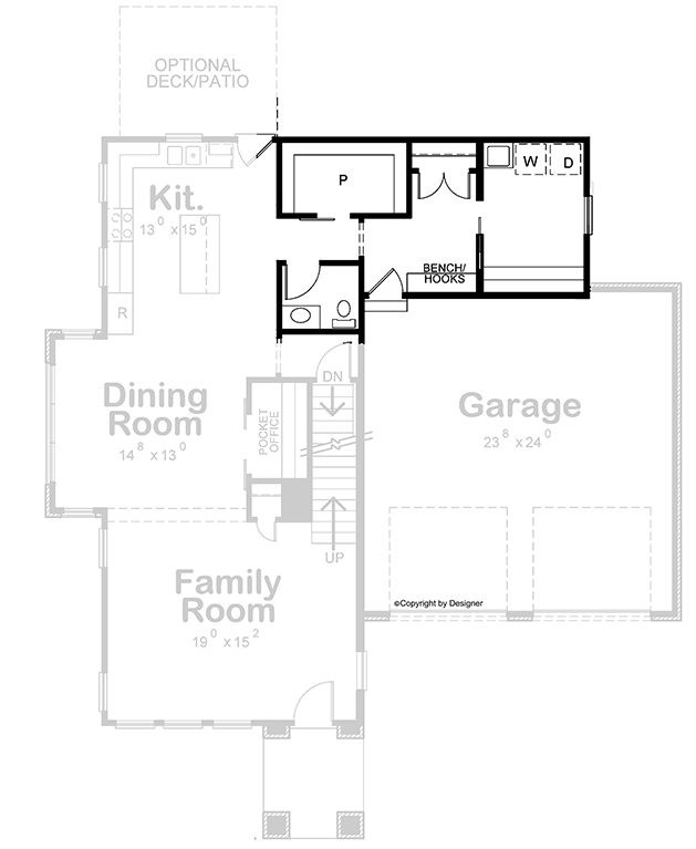 Plan 42425DB: Contemporary 2-Story Home Plan with Stone Accents and a Roof Patio - Floor Plan - Optional Main Level Layout - Contemporary, New American