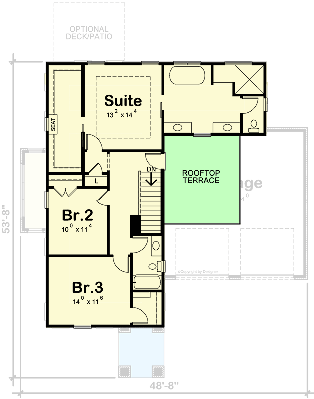Plan 42425DB: Contemporary 2-Story Home Plan with Stone Accents and a Roof Patio - Floor Plan - 2nd Floor - Contemporary, New American
