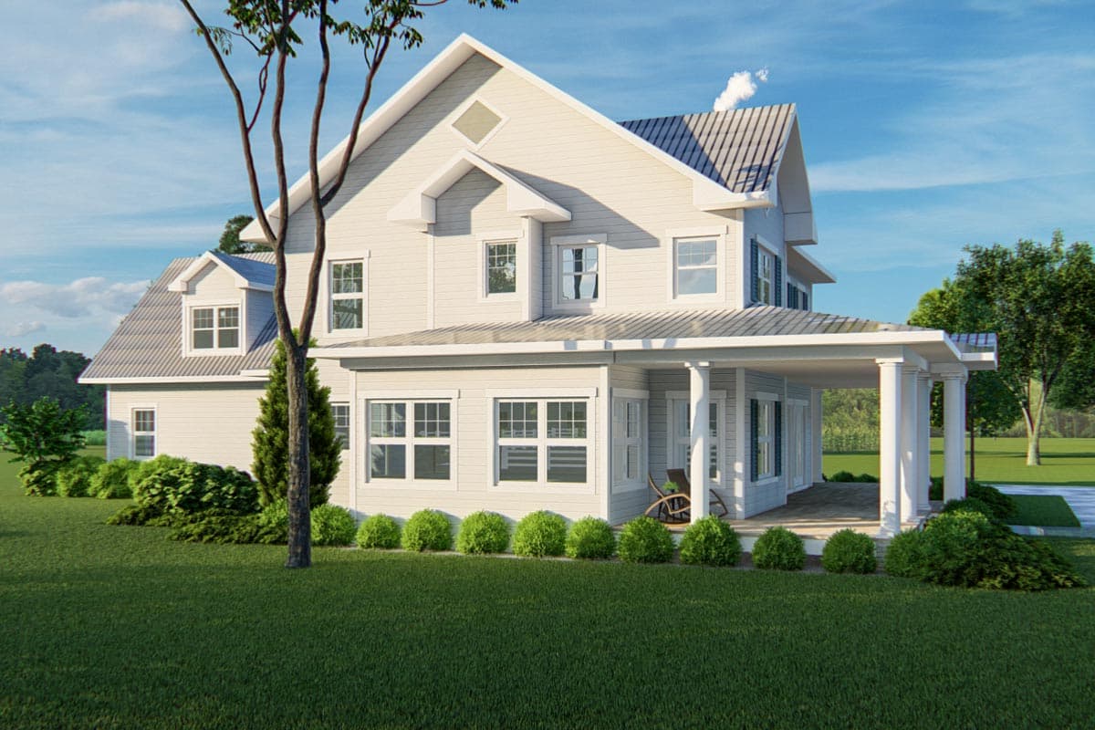 Plan 871019JEN: Family-friendly Farmhouse Plan with Wraparound Porch and Upstairs Bonus - Image #4 - Country, Farmhouse, Modern Farmhouse, New American, Traditional