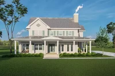Family-friendly Farmhouse Plan with Wraparound Porch and Upstairs Bonus