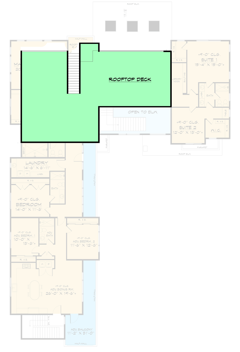 Plan 666152RAF: Modern Home Plan with Rooftop Deck and 2-Bed ADU - Floor Plan - 3rd Floor - Contemporary, Modern, Northwest