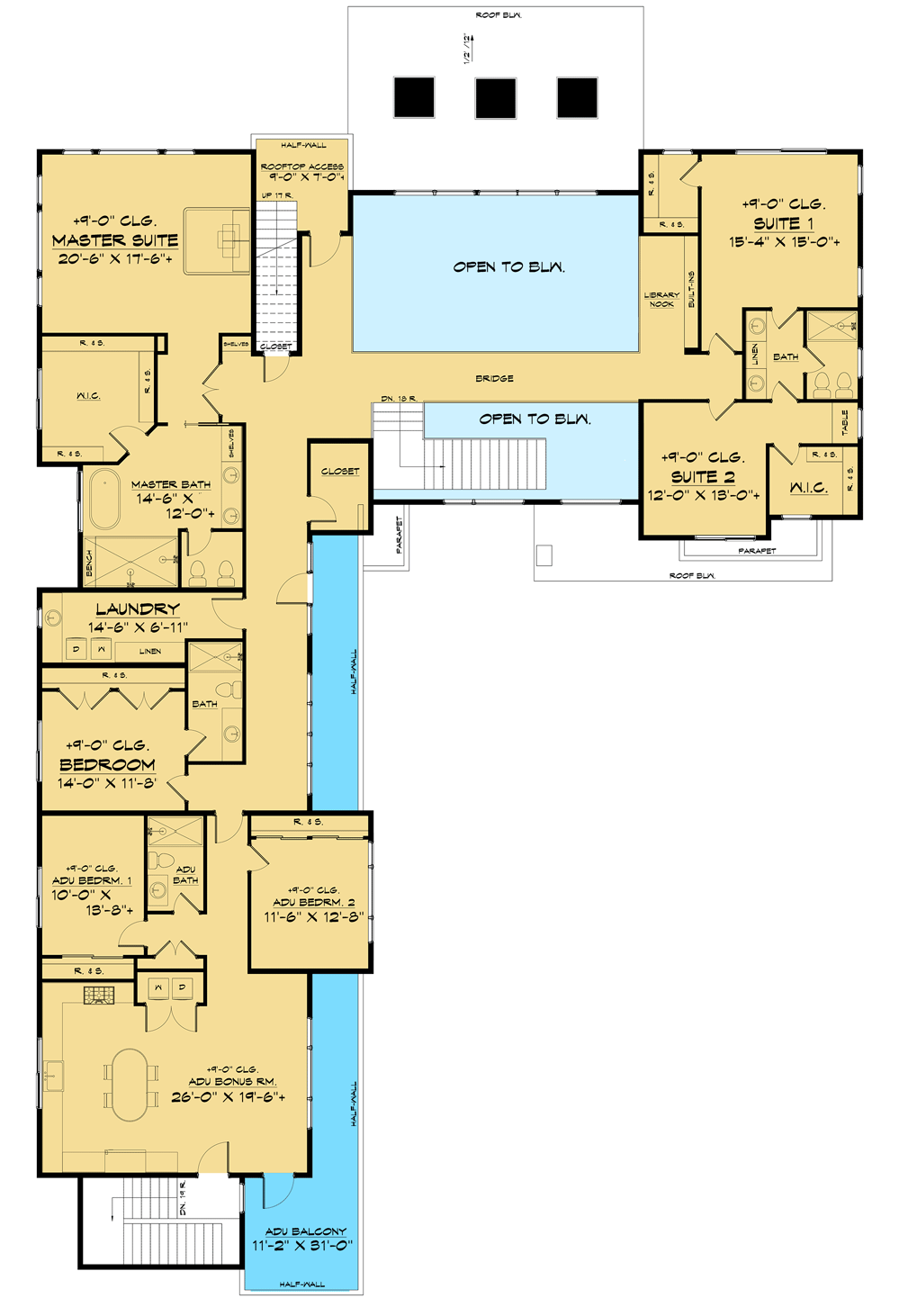 Plan 666152RAF: Modern Home Plan with Rooftop Deck and 2-Bed ADU - Floor Plan - 2nd Floor - Contemporary, Modern, Northwest