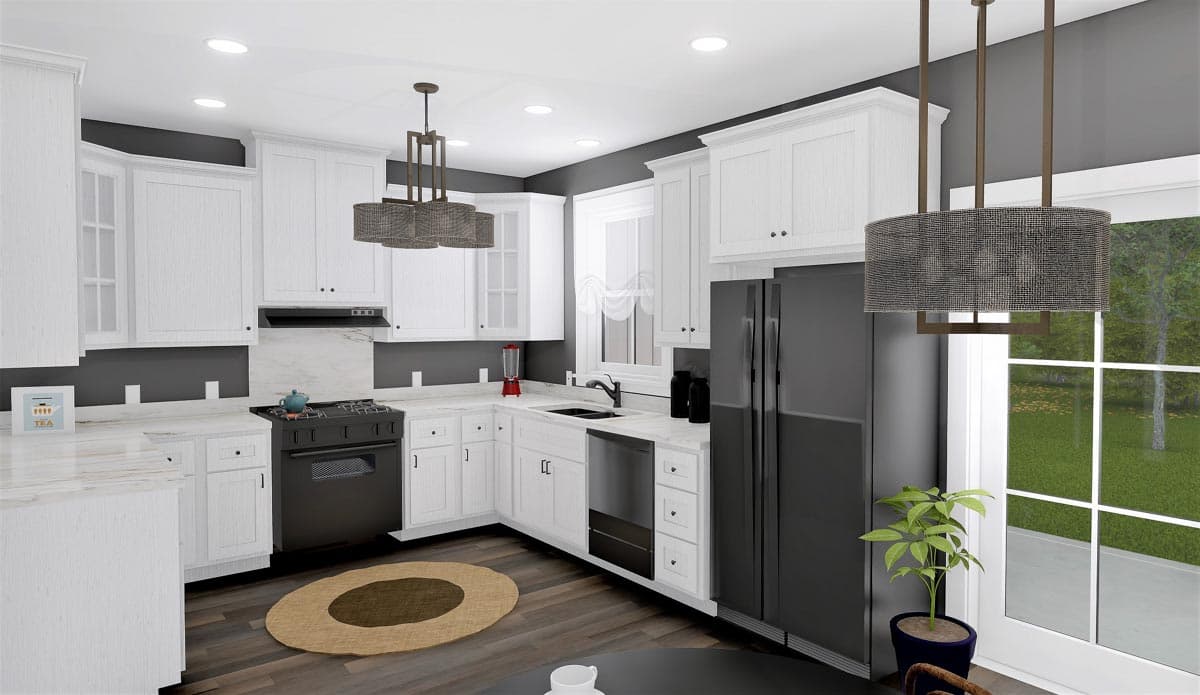 Plan 2542DH: Country Home Plan with 6'-Deep Front Porch and 8'-Deep Rear Porch - 1615 Sq Ft - Image #5 - Cottage, Country, Farmhouse, Ranch, Rustic, Southern, Traditional