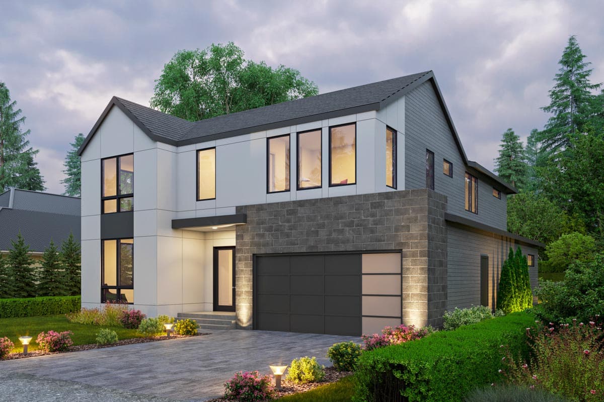 Plan 666153RAF: Contemporary 2-Story House Plan with Den and Main-level Guest Suite - Image #4 - Contemporary, Northwest, Transitional