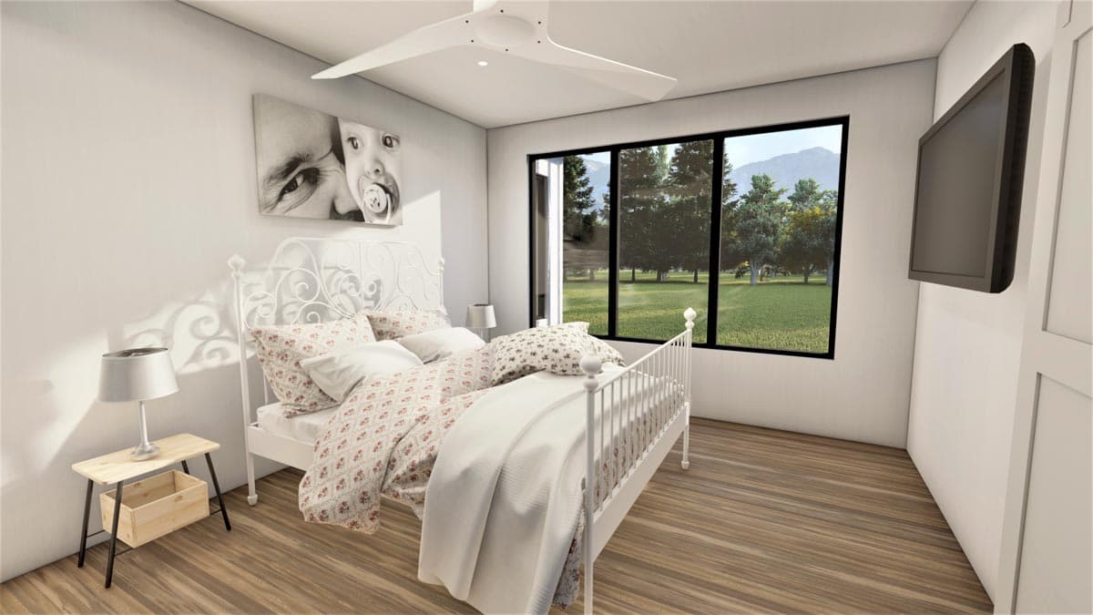 Plan 490023NAH: Modern Farmhouse Plan with Home Office and Vaulted Covered Rear Deck - Image #9 - Country, Craftsman, Farmhouse, Modern Farmhouse, New American