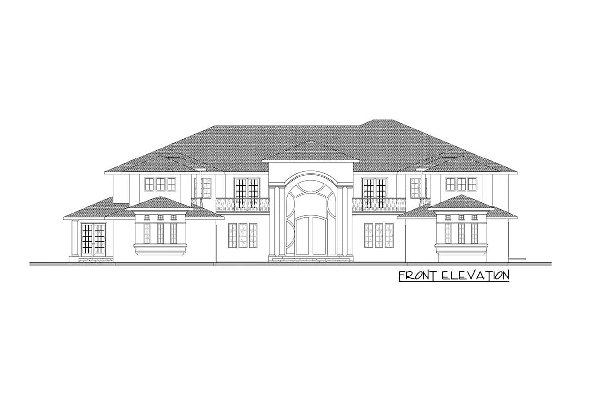 Plan 666154RAF: Luxury 2-Story Mediterranean Home Plan with Office and Party Room - Image #5 - European, Mediterranean, Transitional