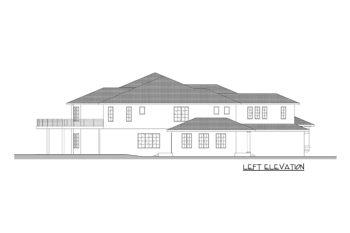 Plan 666154RAF: Luxury 2-Story Mediterranean Home Plan with Office and Party Room - Image #6 - European, Mediterranean, Transitional