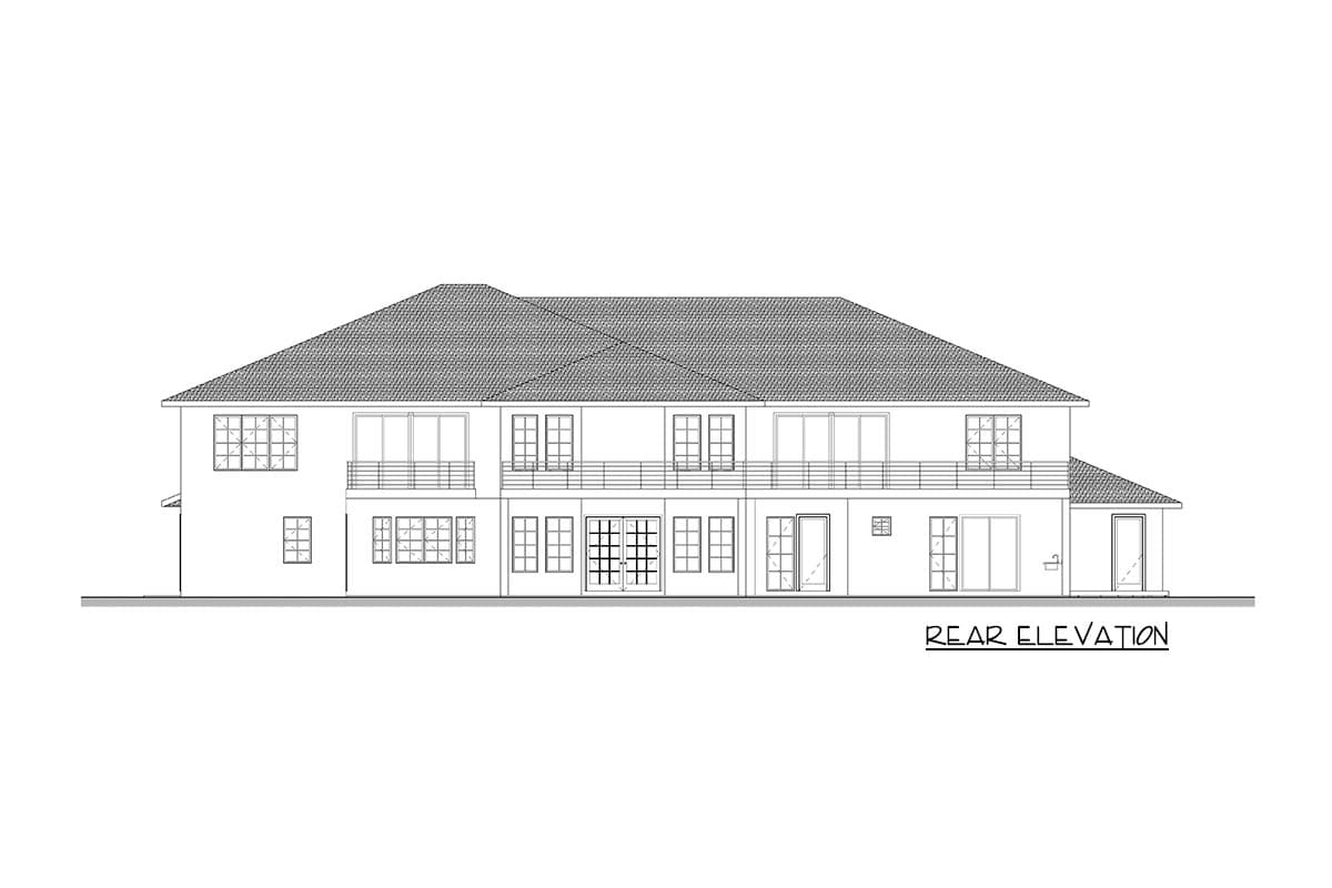 Plan 666154RAF: Luxury 2-Story Mediterranean Home Plan with Office and Party Room - Image #7 - European, Mediterranean, Transitional