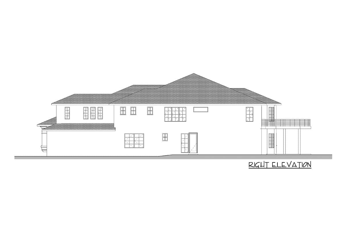 Plan 666154RAF: Luxury 2-Story Mediterranean Home Plan with Office and Party Room - Image #8 - European, Mediterranean, Transitional