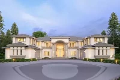 Luxury 2-Story Mediterranean Home Plan with Office and Party Room