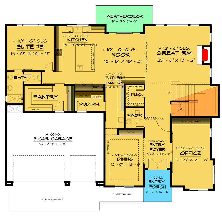 Plan 666155RAF: Transitional 2-Story Home Plan with Steam Room in Gym - Floor Plan - Main Level - Contemporary, Modern, Northwest, Transitional