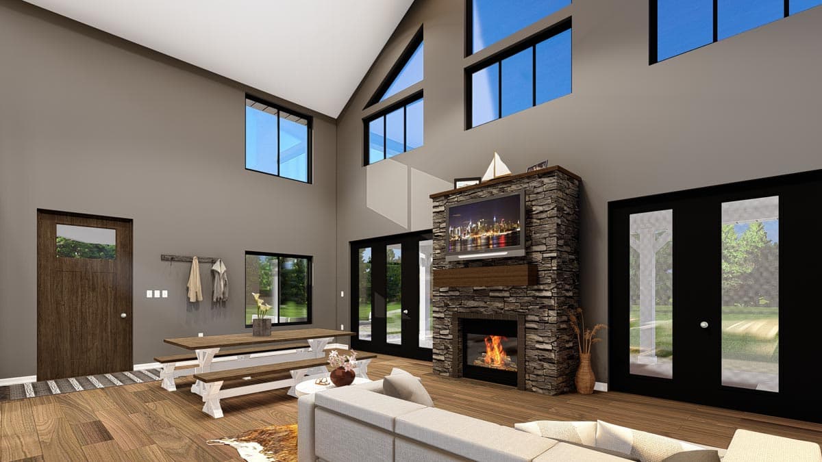 Plan 135167GRA: 3-Bed Barndominium-style House Plan with Two-story Great Room  - Image #8 - Barndominium, Country, Farmhouse, Modern Farmhouse