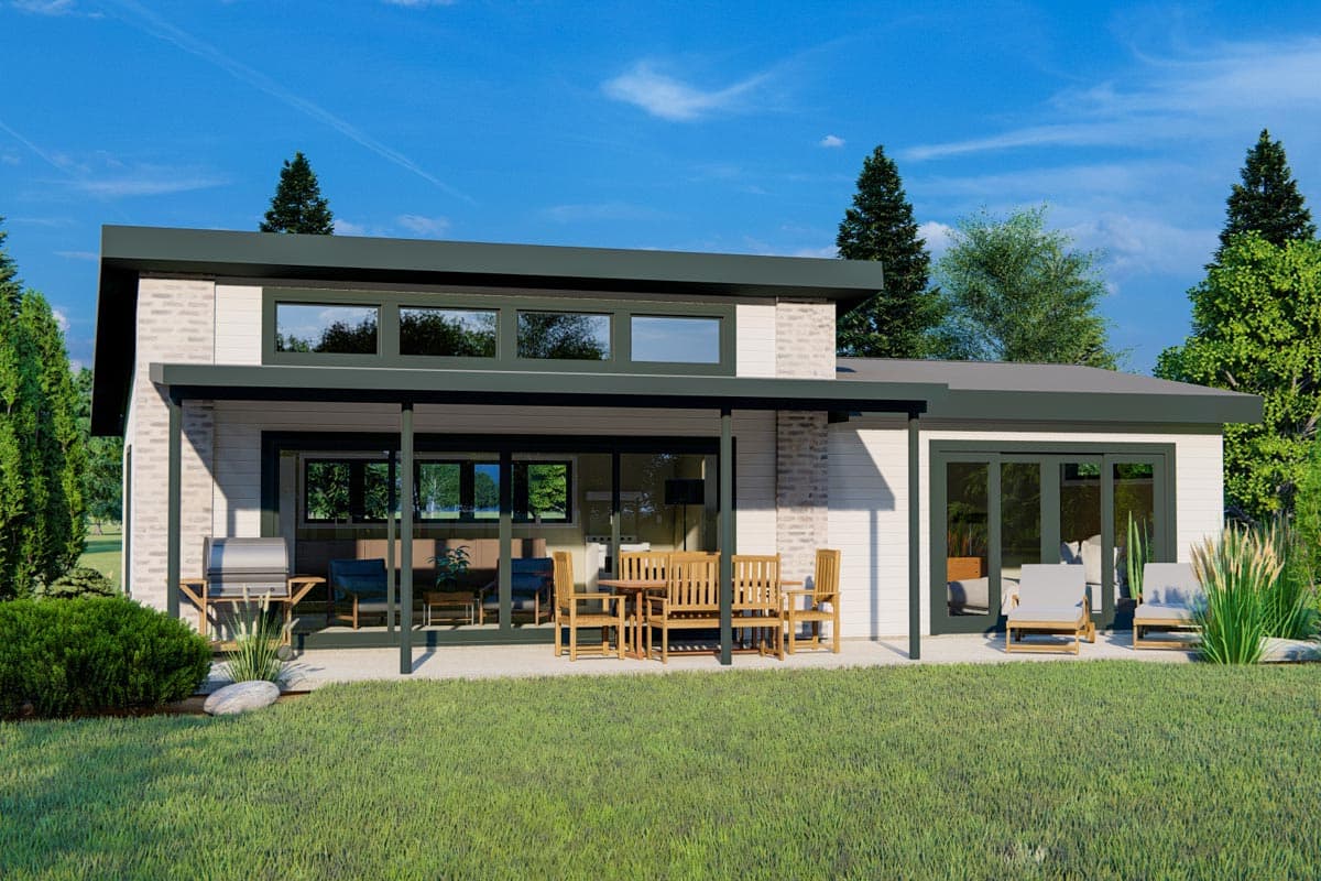 Plan 135168GRA: Mid-century Modern House Plan with Clerestory Windows and Indoor/Outdoor Living - Image #6 - Coastal, Contemporary, Modern, Mountain, Vacation