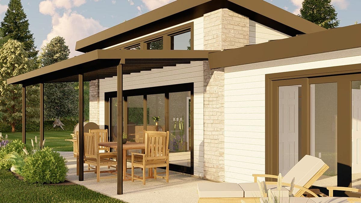 Plan 135168GRA: Mid-century Modern House Plan with Clerestory Windows and Indoor/Outdoor Living - Image #5 - Coastal, Contemporary, Modern, Mountain, Vacation