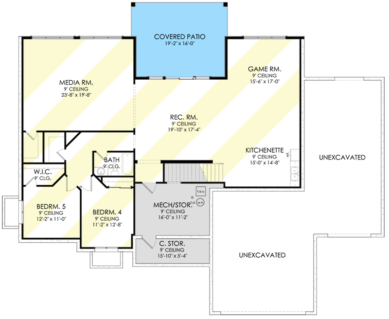 Plan 490025NAH: New American Home Plan with Finished Basement Option - Floor Plan - Optional Walkout Lower Level - Mountain, New American, Ranch, Transitional