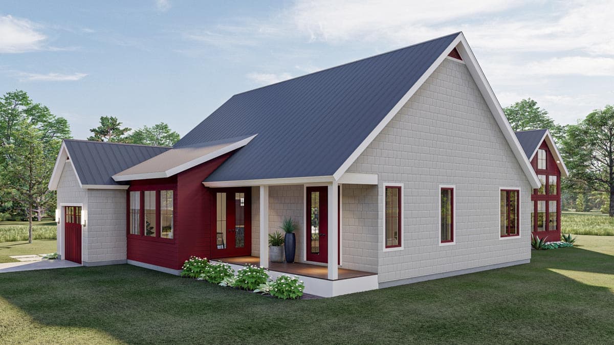 Plan 623095DJ: Contemporary Lake House Plan with Dogtrot Breezeway to Window-Filled Rec Room - 1773 Sq Ft - Image #5 - Cottage, Modern Farmhouse, New American, Vacation