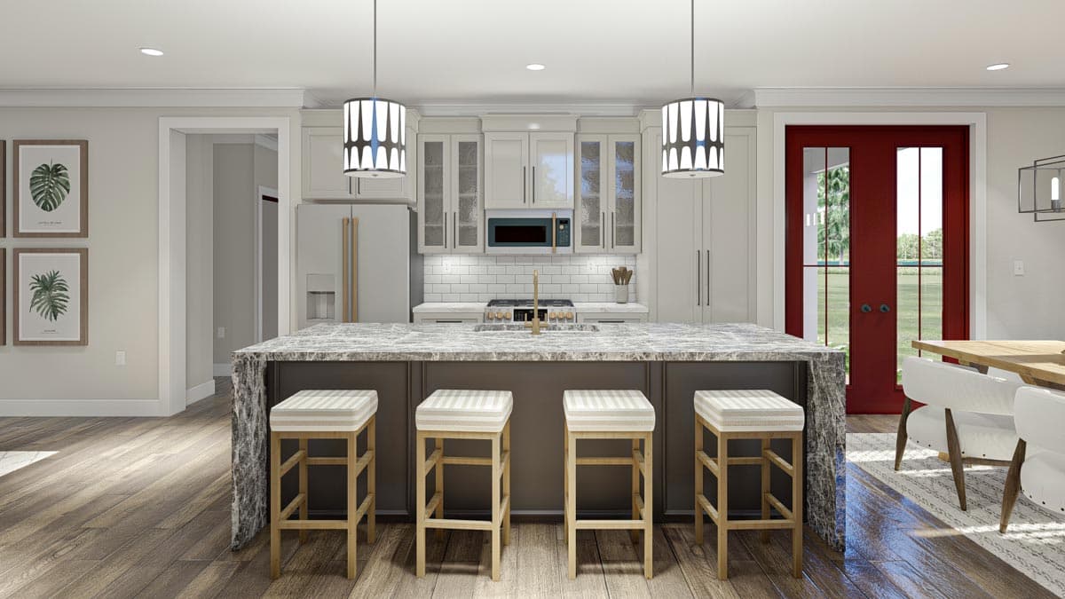 Plan 623095DJ: Contemporary Lake House Plan with Dogtrot Breezeway to Window-Filled Rec Room - 1773 Sq Ft - Image #11 - Cottage, Modern Farmhouse, New American, Vacation