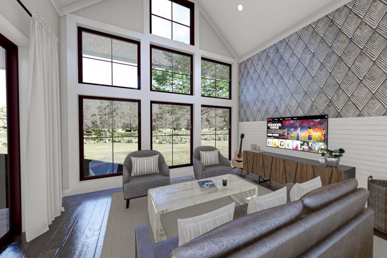 Plan 623095DJ: Contemporary Lake House Plan with Dogtrot Breezeway to Window-Filled Rec Room - 1773 Sq Ft - Virtual Tour Cover Image - Cottage, Modern Farmhouse, New American, Vacation