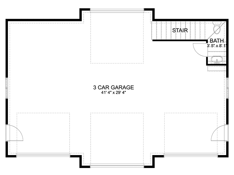 Plan 61279UT: Detached Garage with Drive-through RV Bay and Home Office Above - Floor Plan - Main Level - Mountain, New American, Traditional