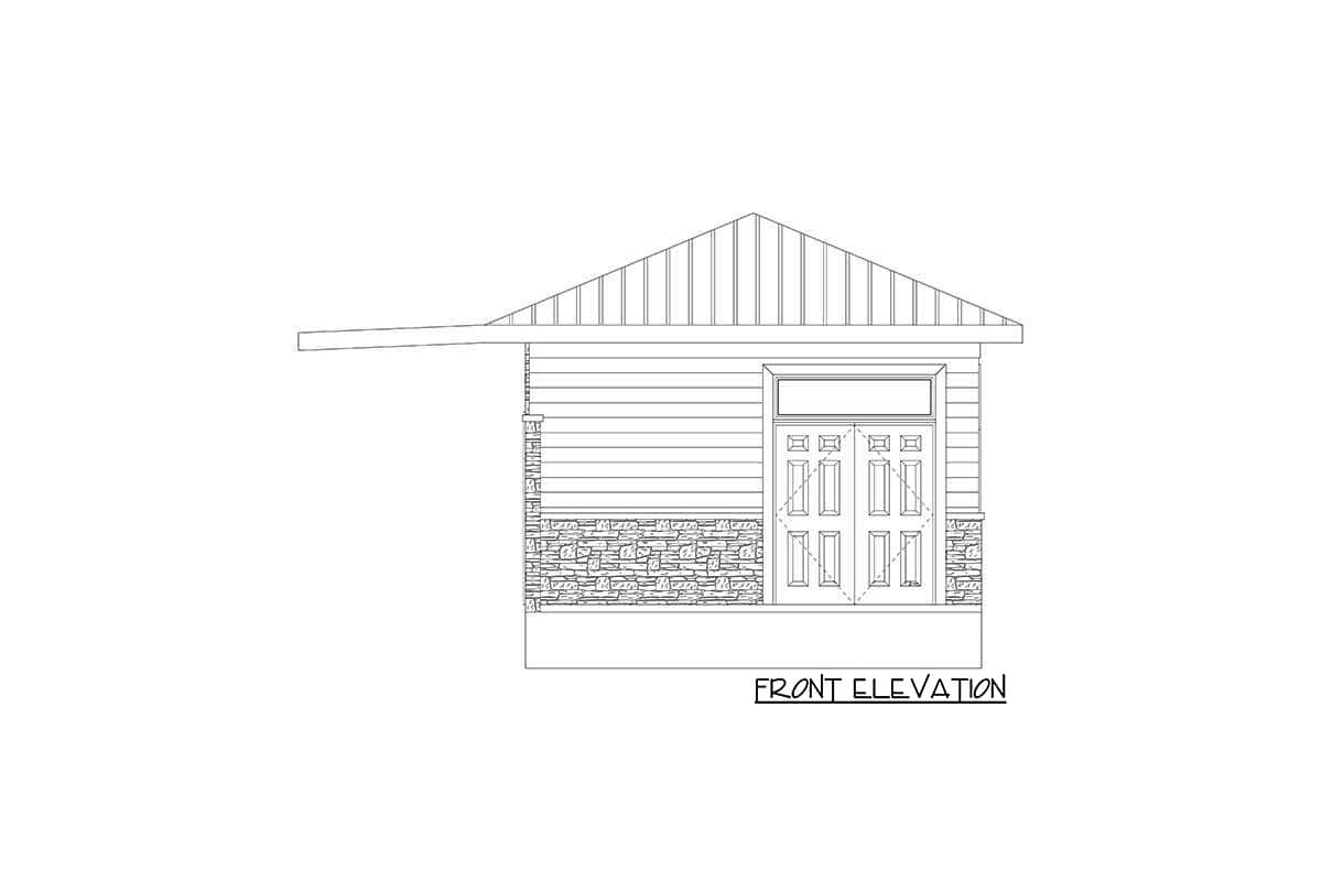 Plan 61280UT: Hip Roof Pool House with Stone and Clapboard Exterior - Image #10