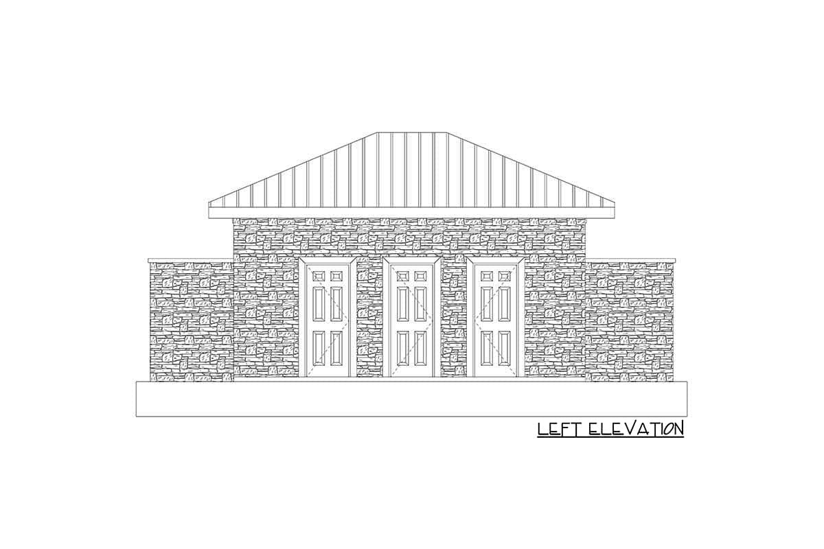 Plan 61280UT: Hip Roof Pool House with Stone and Clapboard Exterior - Image #11