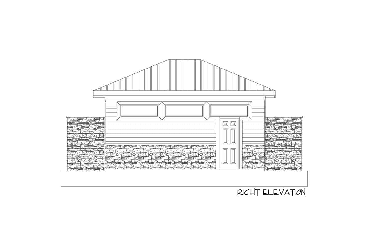 Plan 61280UT: Hip Roof Pool House with Stone and Clapboard Exterior - Image #13