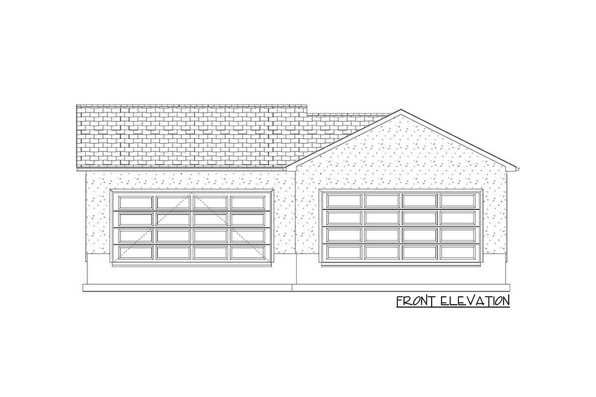 Plan 61282UT: Offset 4-car Garage with Stucco Exterior - Image #6