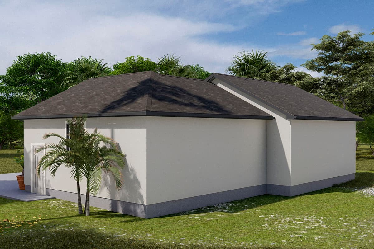Plan 61282UT: Offset 4-car Garage with Stucco Exterior - Image #4