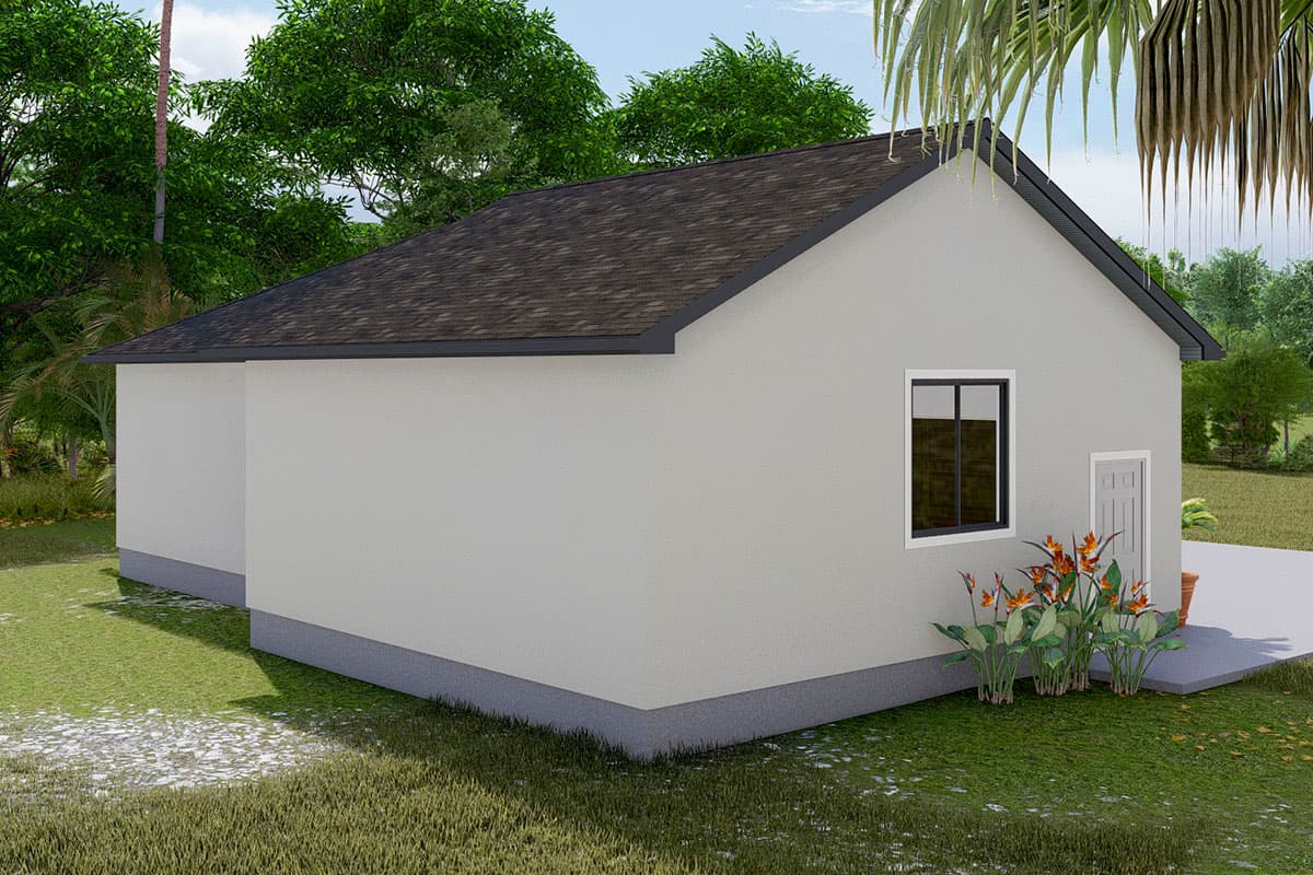 Plan 61282UT: Offset 4-car Garage with Stucco Exterior - Image #5