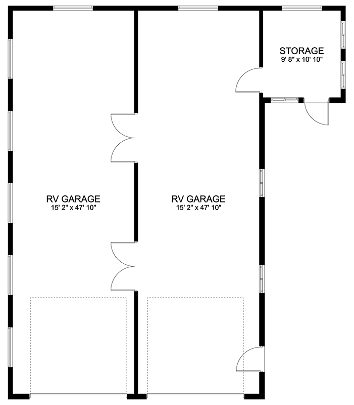 Plan 61284UT: Side-by-side RV Garage with Dedicated Storage Room - Floor Plan - Main Level