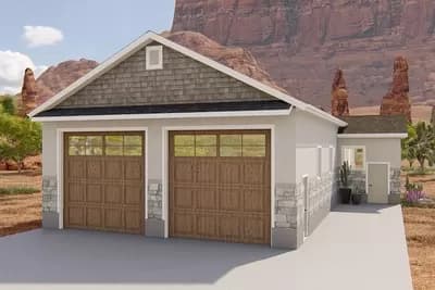 Side-by-side RV Garage with Dedicated Storage Room
