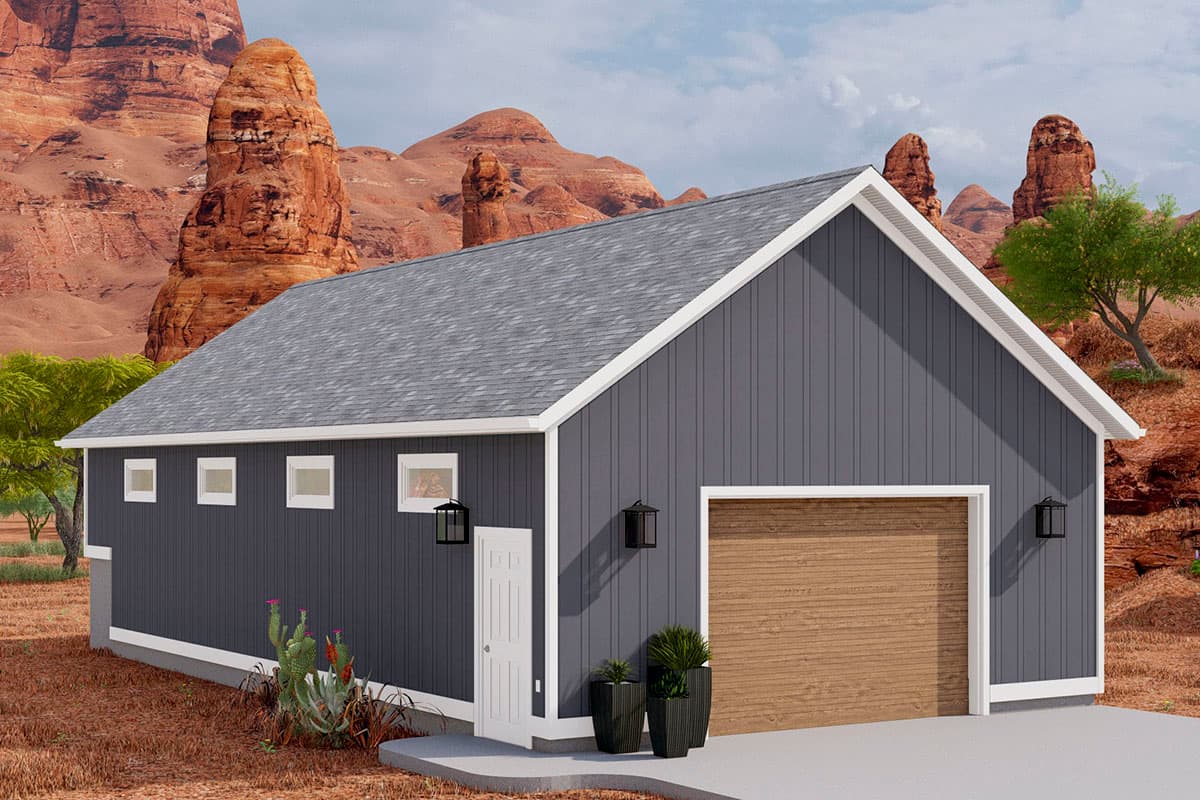 Plan 61285UT: 48-foot Deep 2-car Garage with Bathroom - Image #5 - Traditional